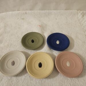 WEDGWOOD VINTAGE SET OF 5 PORTLAND VASE CUP PLATES w/B.M.W. MK